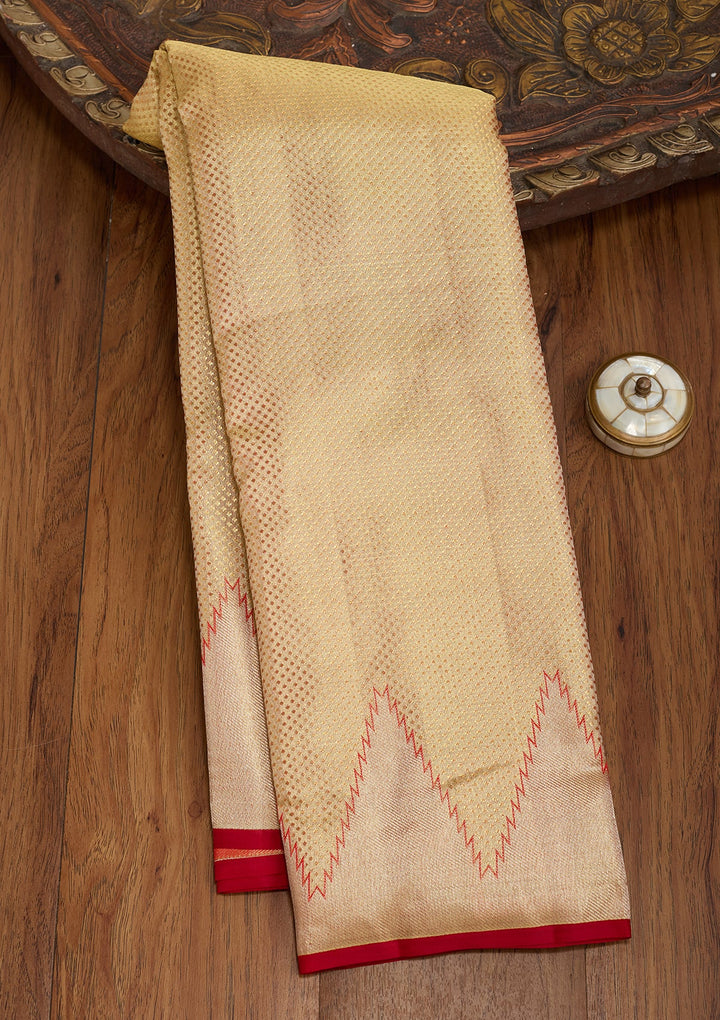 Gold Silk Jaal Gold Zariwork Saree With Matching Blouse Piece