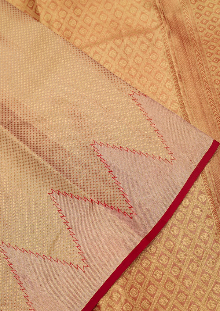 Gold Silk Jaal Gold Zariwork Saree With Matching Blouse Piece