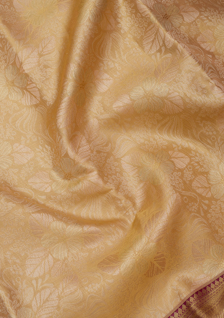 Beige Zariwork Pure Silk Saree