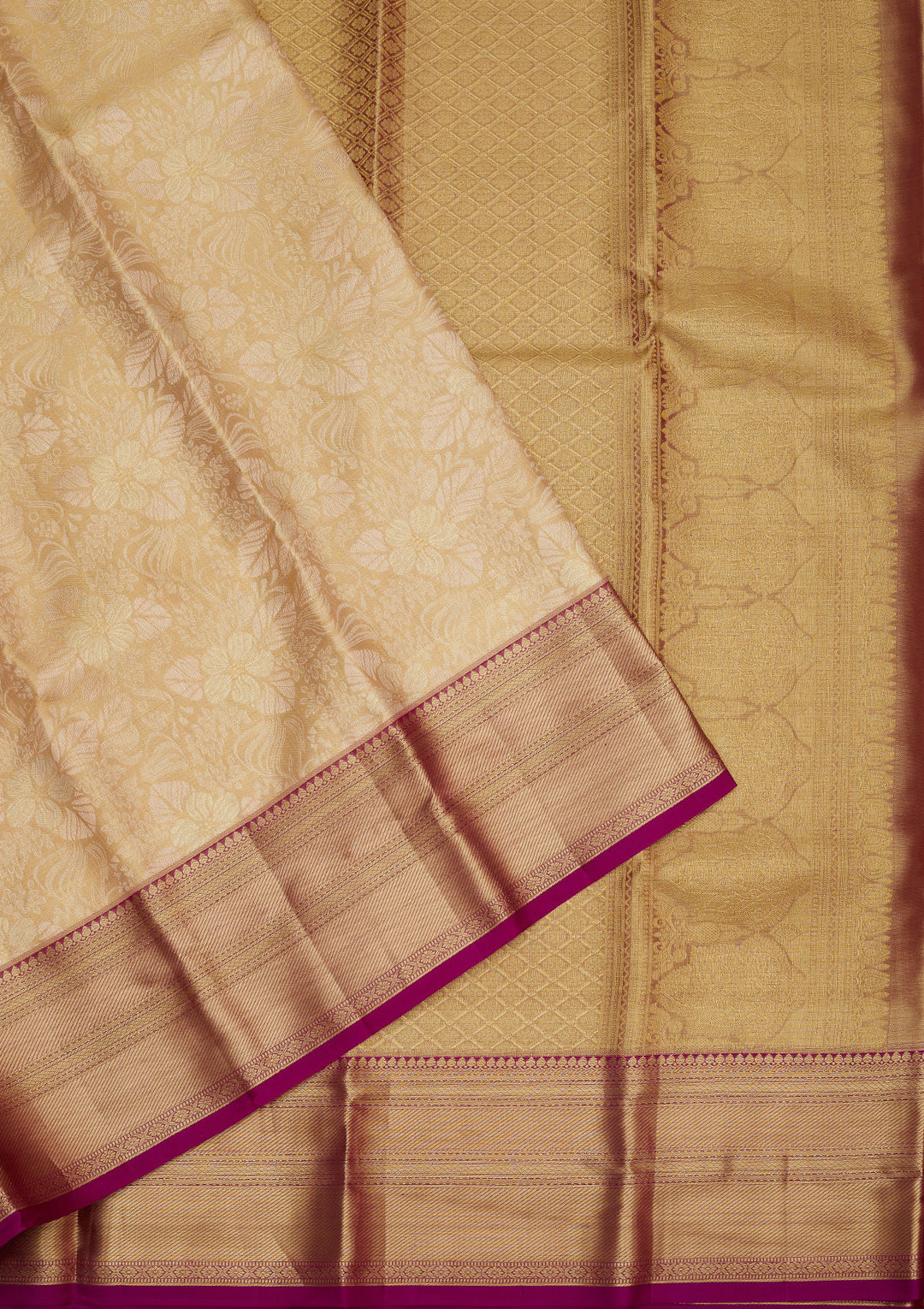 Beige Zariwork Pure Silk Saree