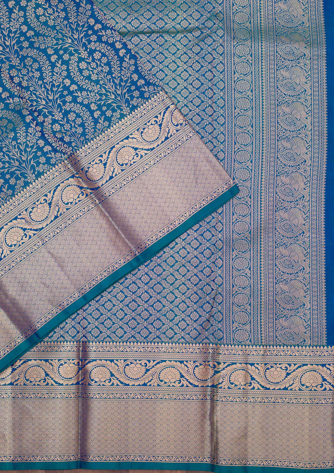 Peacock Green Zariwork Pure Silk Saree-koskii