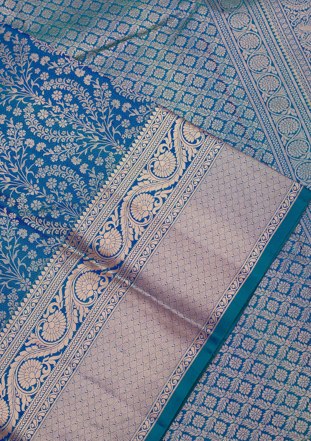 Peacock Green Zariwork Pure Silk Saree-koskii