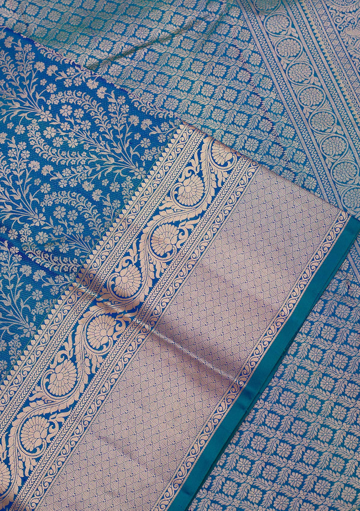 Peacock Green Zariwork Pure Silk Saree-koskii