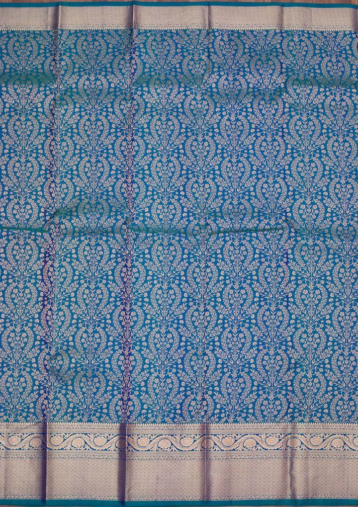 Peacock Green Zariwork Pure Silk Saree-koskii