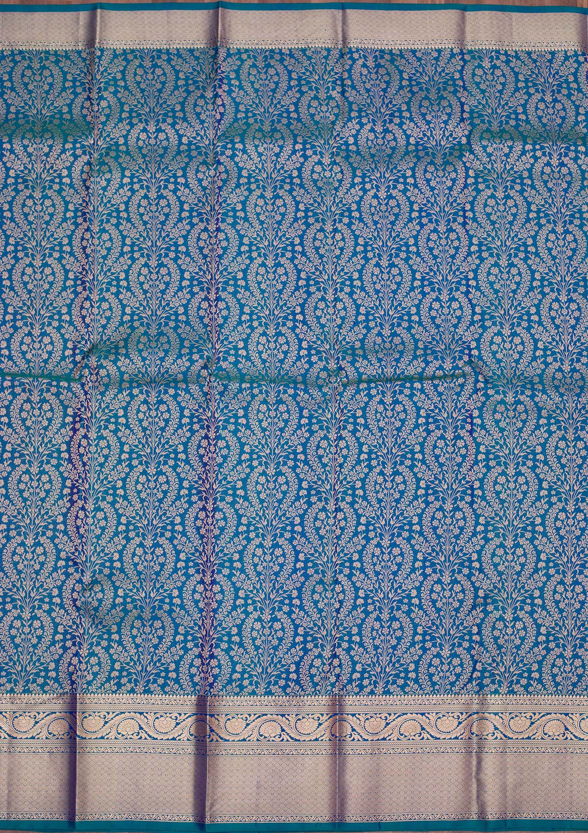 Peacock Green Zariwork Pure Silk Saree-koskii