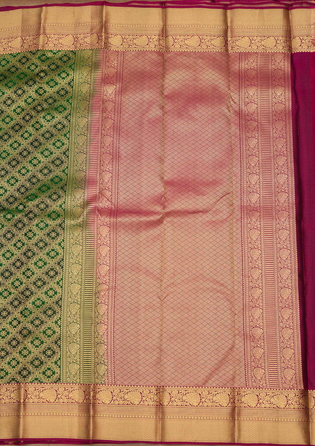 Bottle Green Zariwork (Gold) Silk Silk Saree