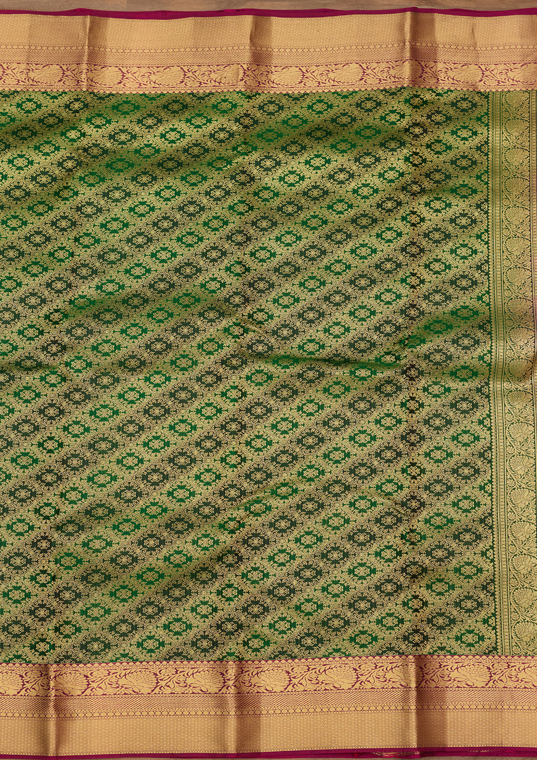 Bottle Green Zariwork (Gold) Silk Silk Saree