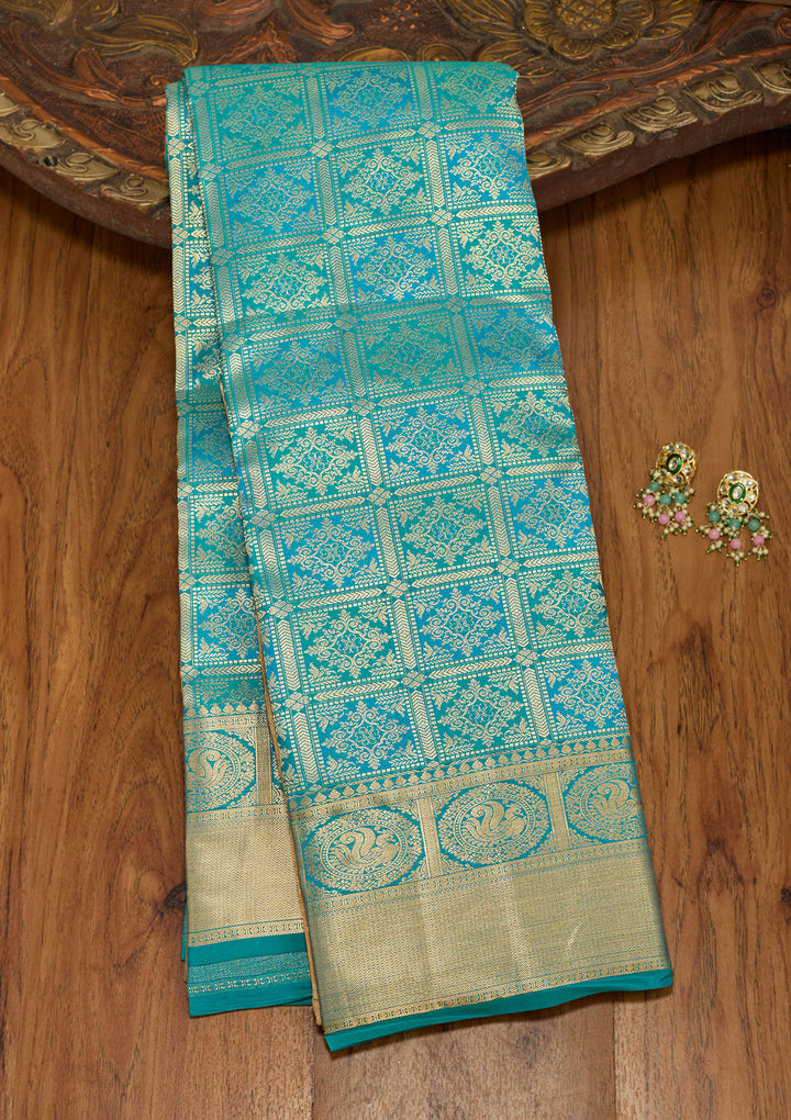 Royal Blue Zariwork (Gold) Silk Silk Saree