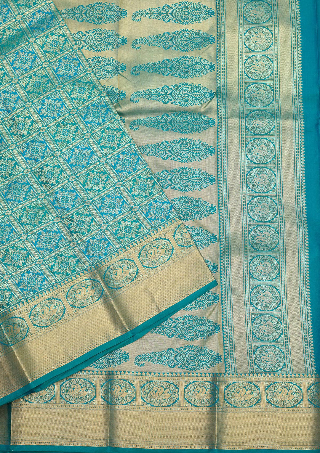 Royal Blue Zariwork (Gold) Silk Silk Saree