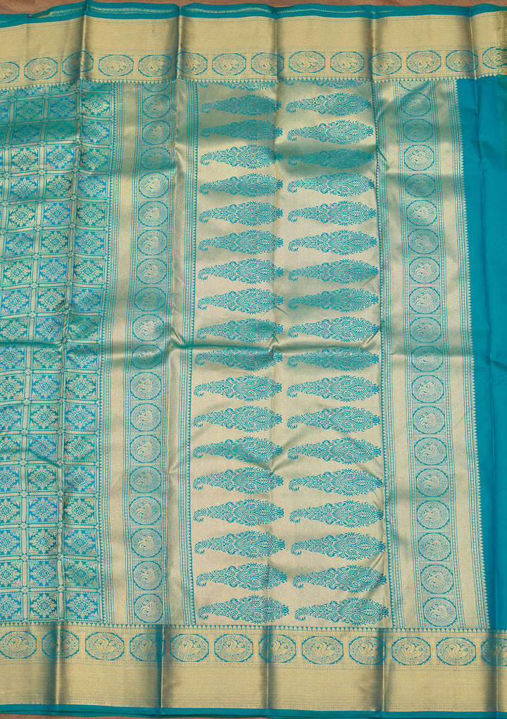 Royal Blue Zariwork (Gold) Silk Silk Saree