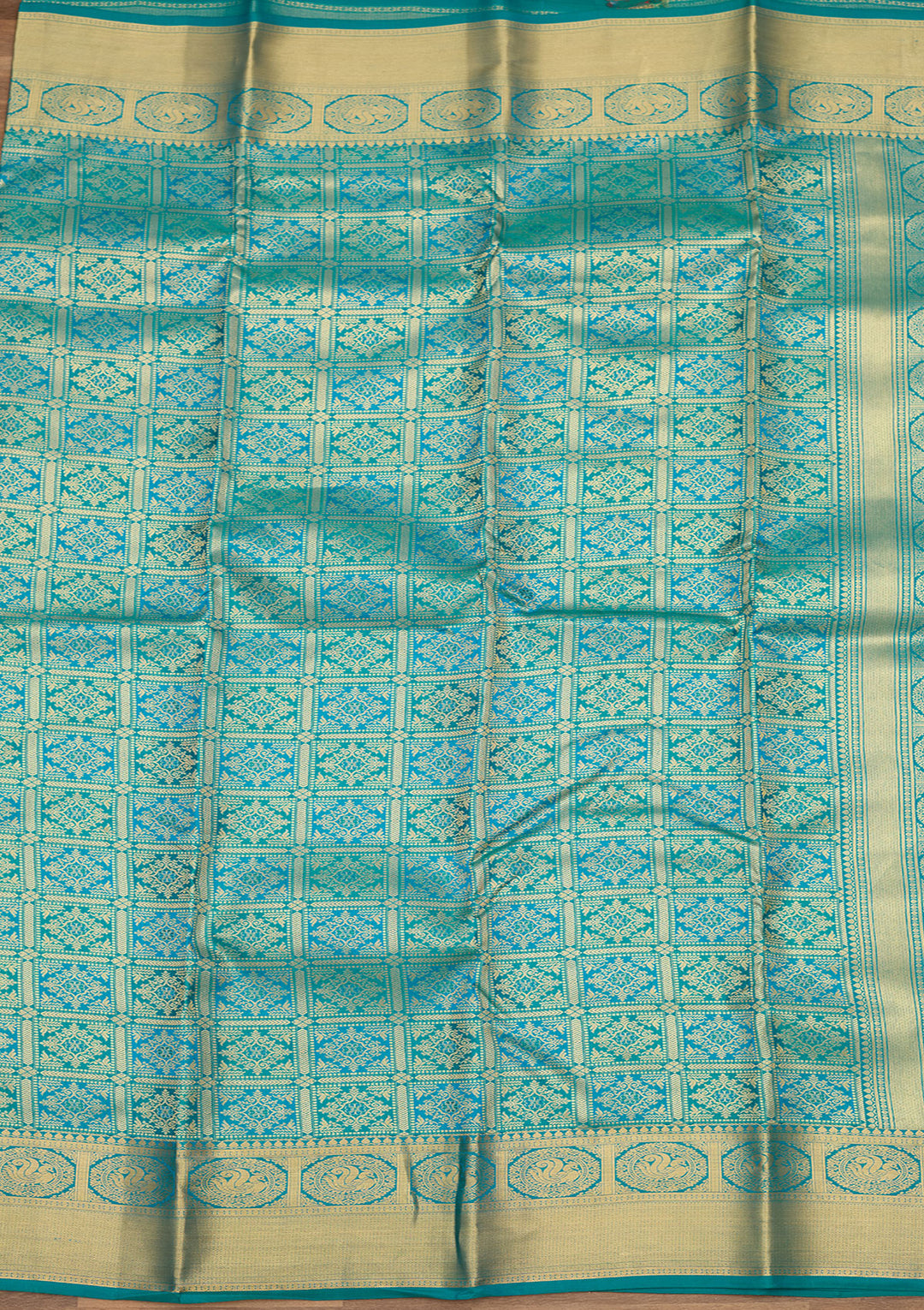 Royal Blue Zariwork (Gold) Silk Silk Saree