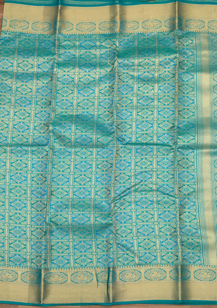 Royal Blue Zariwork (Gold) Silk Silk Saree