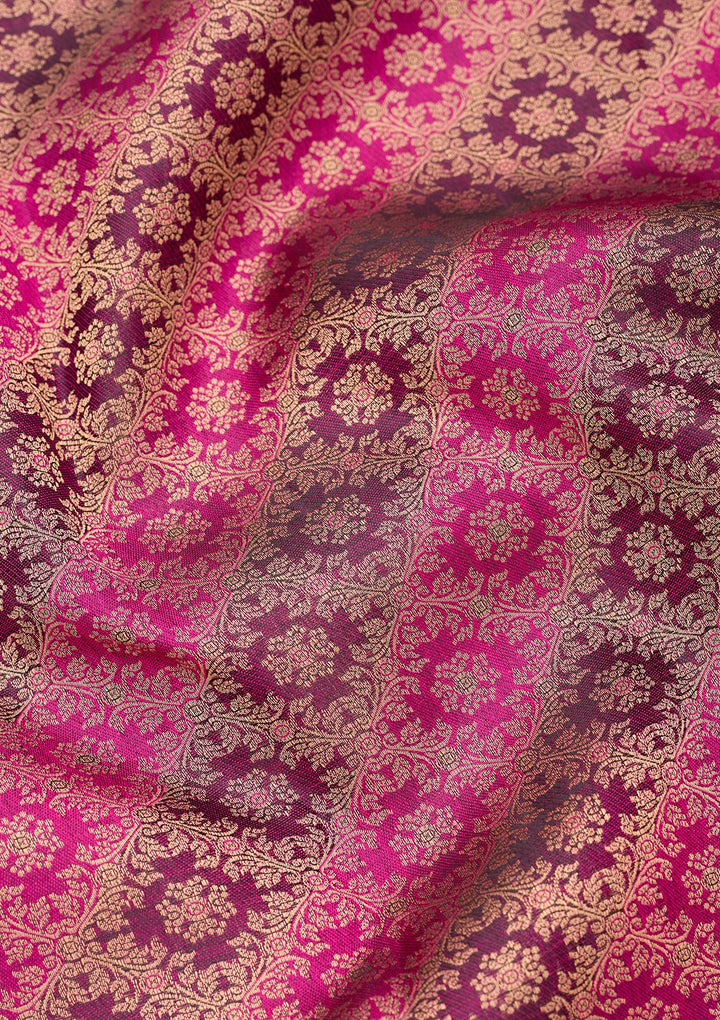 Wine Zariwork (Gold) Pure Silk Saree