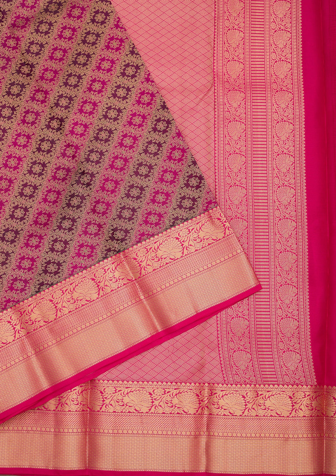 Wine Zariwork (Gold) Pure Silk Saree