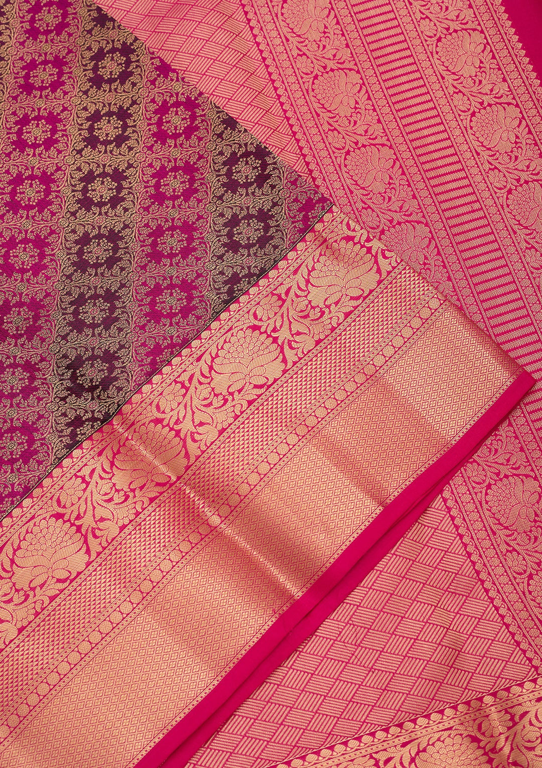 Wine Zariwork (Gold) Pure Silk Saree