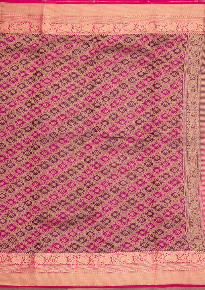 Wine Zariwork (Gold) Pure Silk Saree