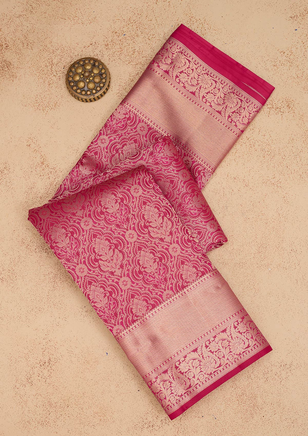 Rani Pink Zariwork Pure Silk Saree-Koskii