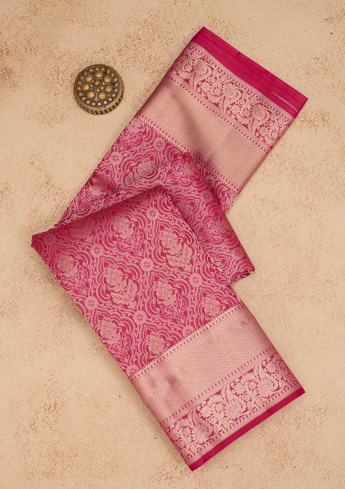 Rani Pink Zariwork Pure Silk Saree-Koskii