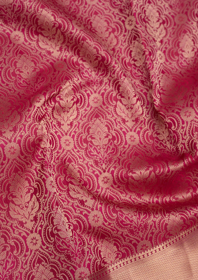 Rani Pink Zariwork Pure Silk Saree-Koskii