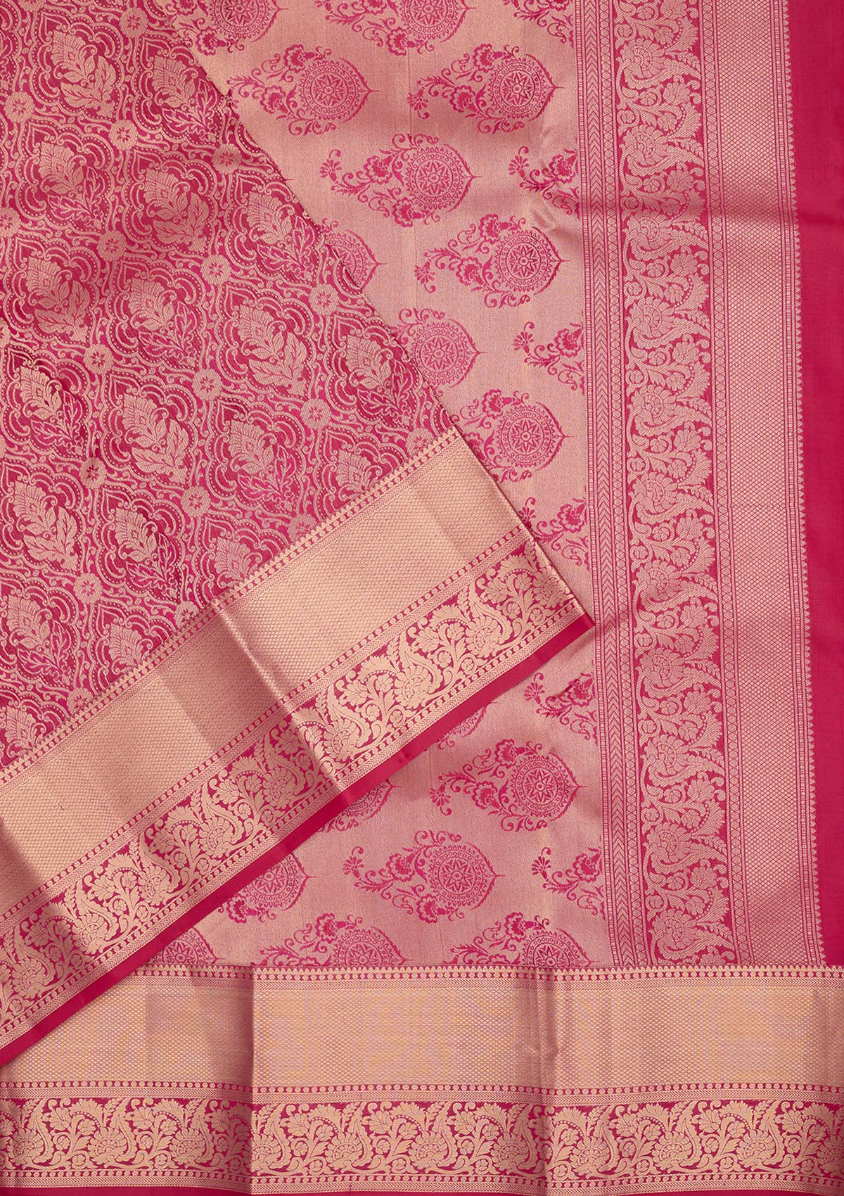 Rani Pink Zariwork Pure Silk Saree-Koskii