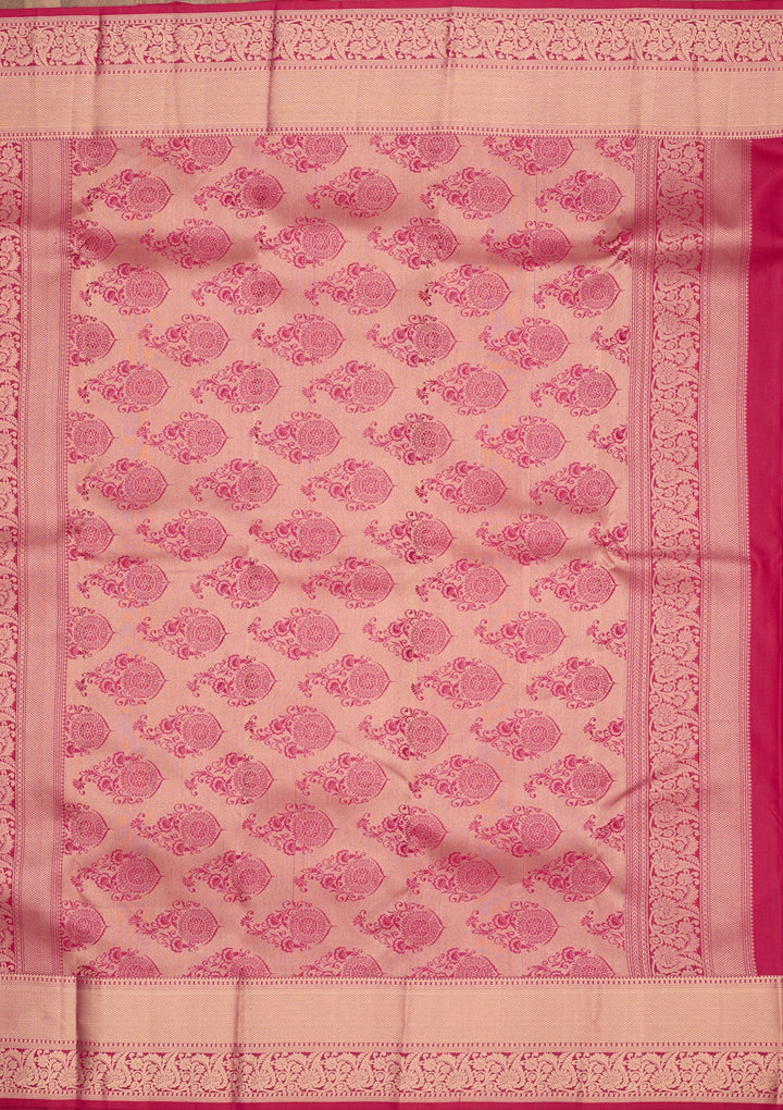 Rani Pink Zariwork Pure Silk Saree-Koskii