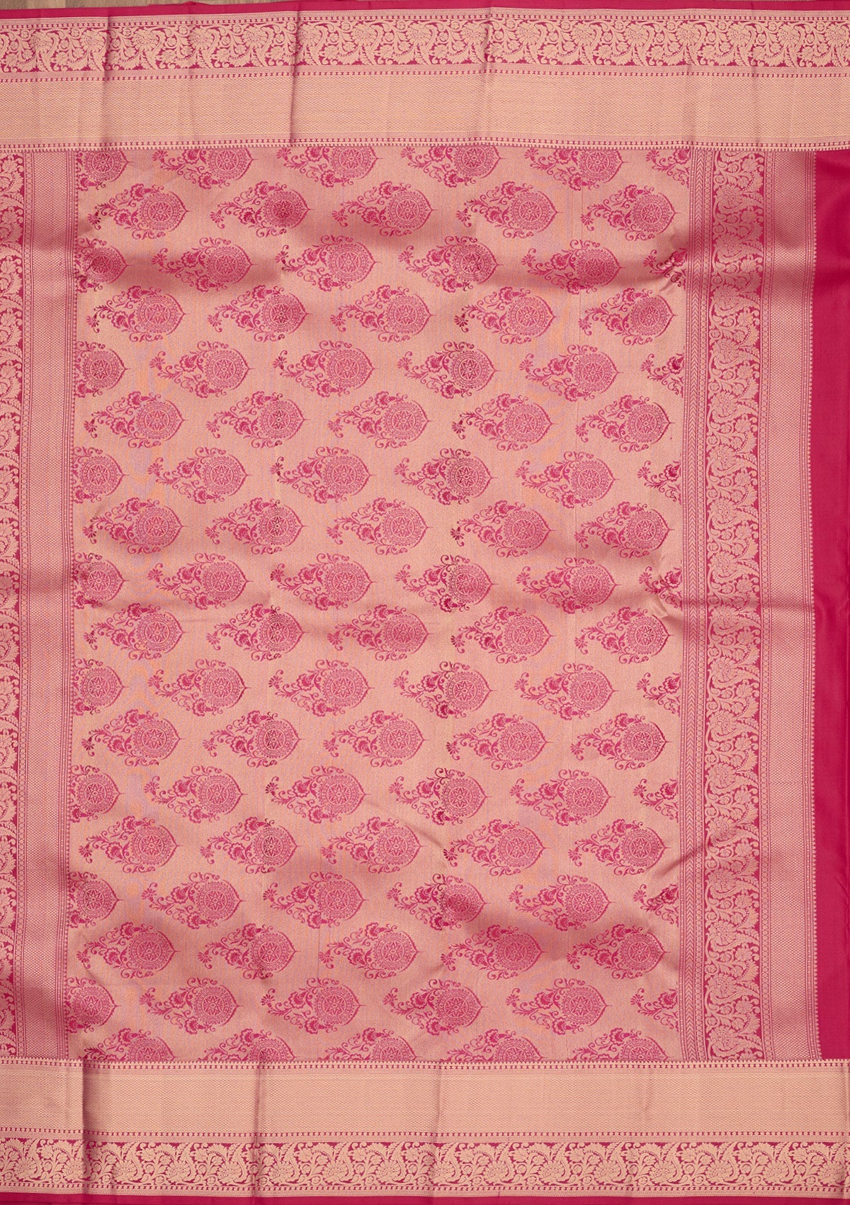 Rani Pink Zariwork Pure Silk Saree-Koskii