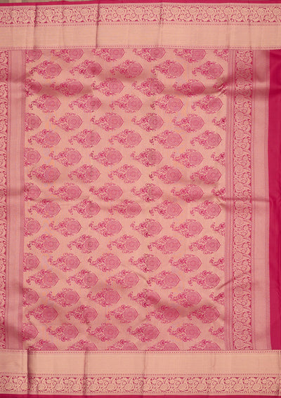 Rani Pink Zariwork Pure Silk Saree-Koskii