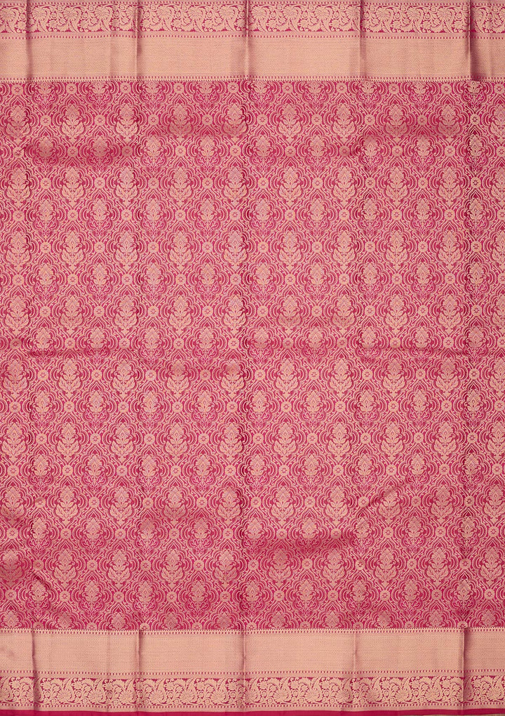 Rani Pink Zariwork Pure Silk Saree-Koskii