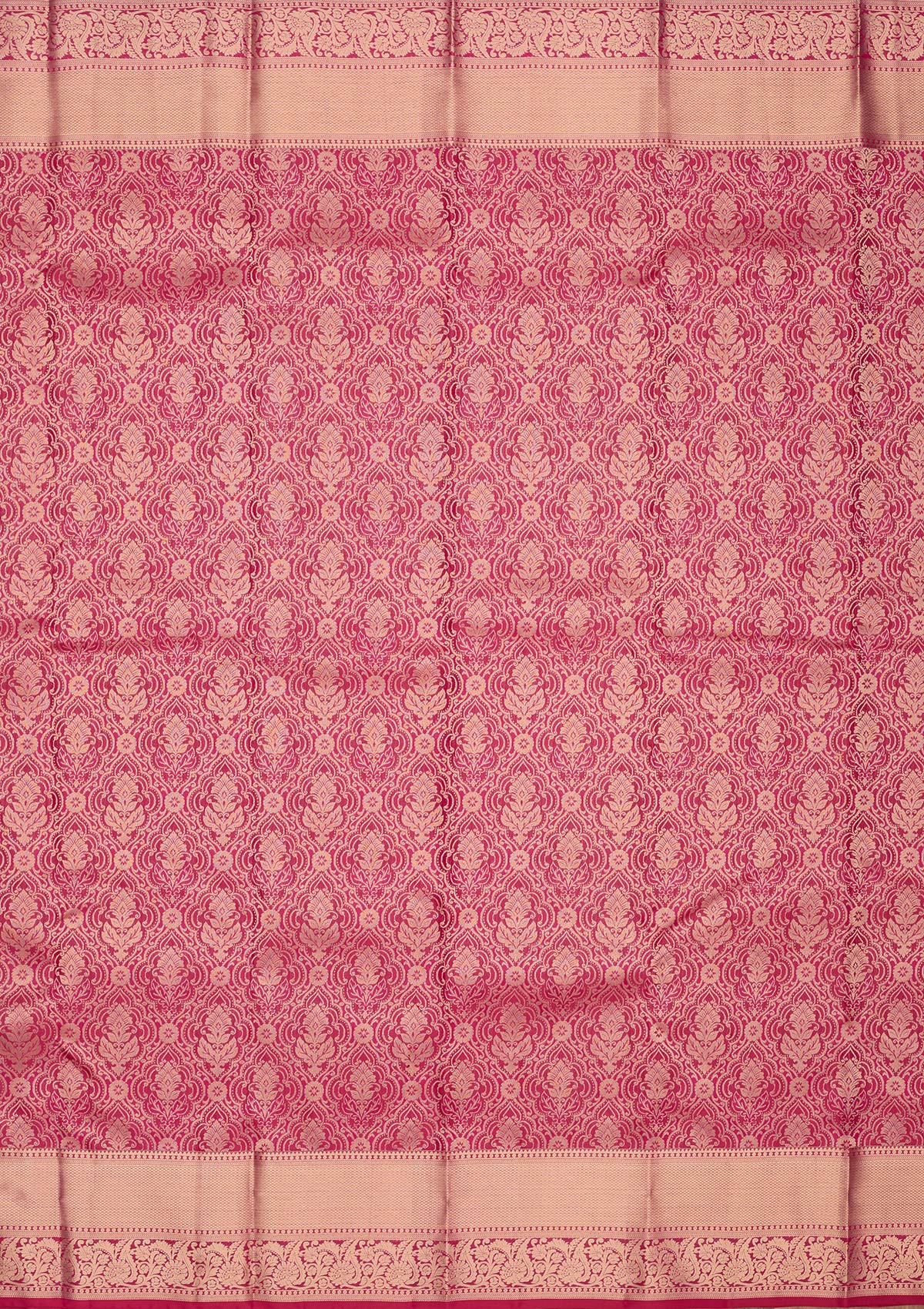 Rani Pink Zariwork Pure Silk Saree-Koskii