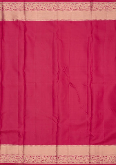 Rani Pink Zariwork Pure Silk Saree-Koskii