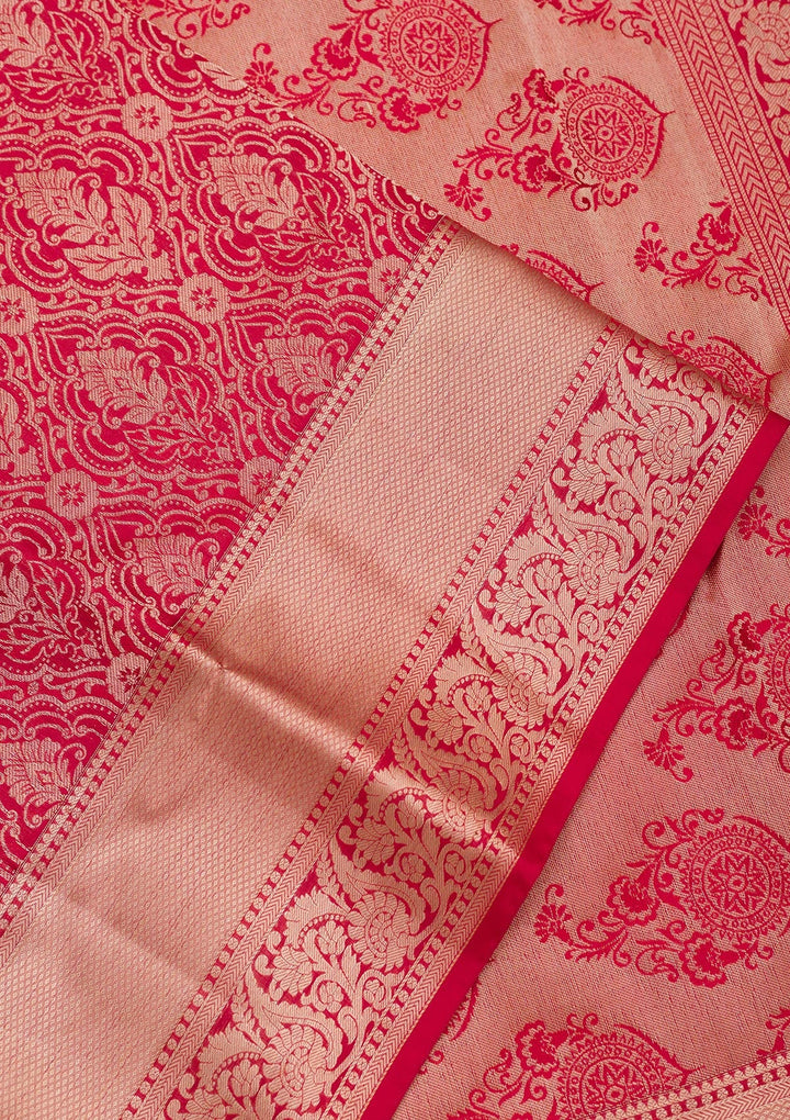 Red Zariwork Pure Silk Saree-Koskii