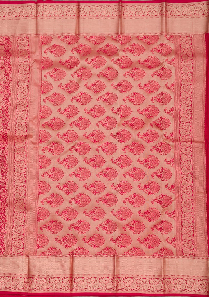 Red Zariwork Pure Silk Saree-Koskii