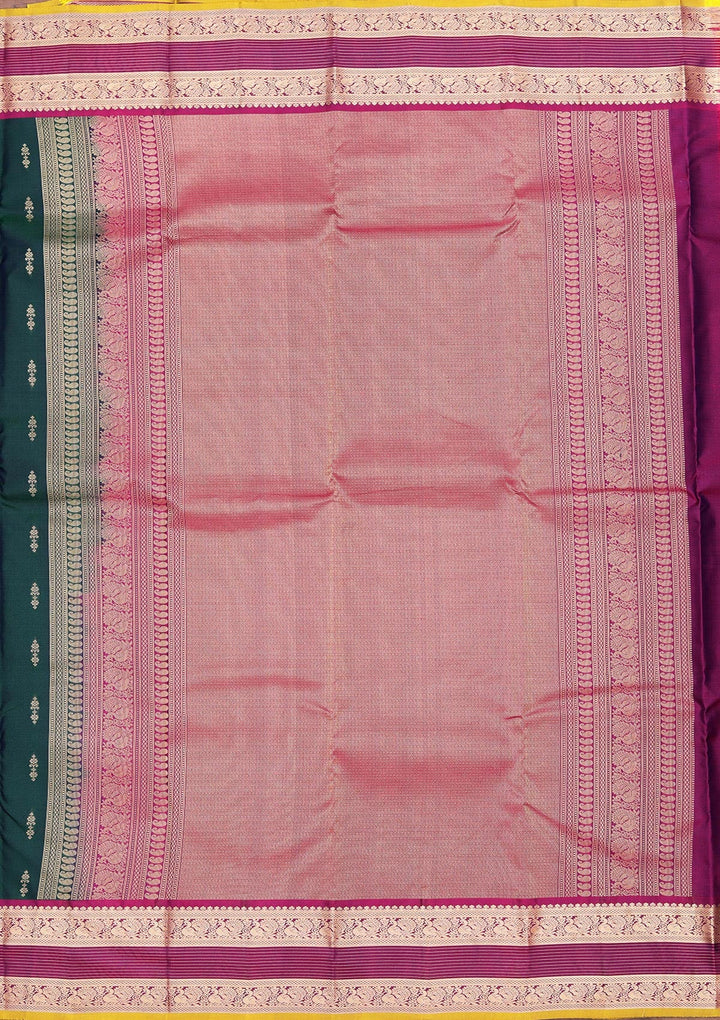 Bottle Green Zariwork Pure Silk Saree