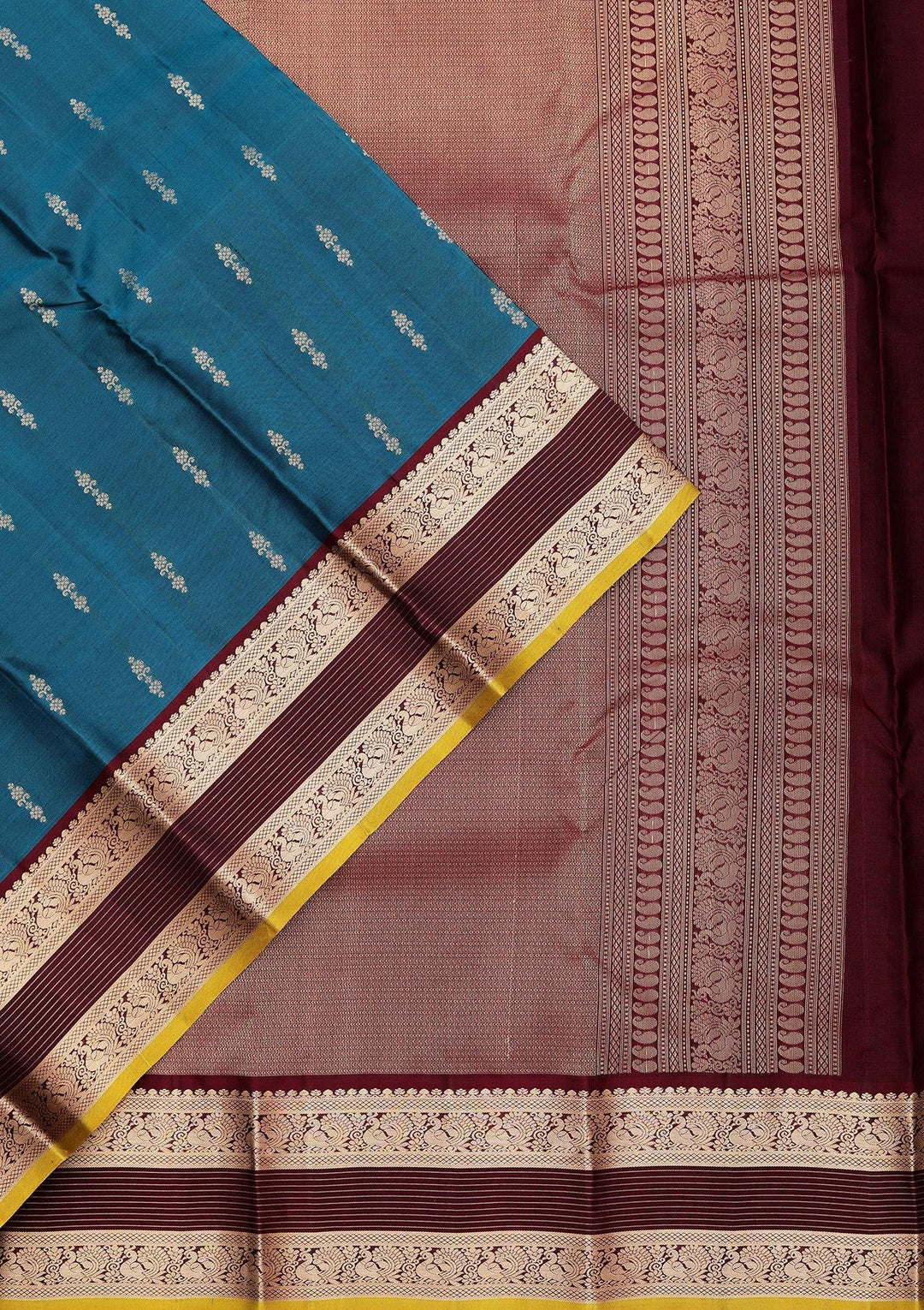 Peacock Blue Zariwork Pure Silk Saree