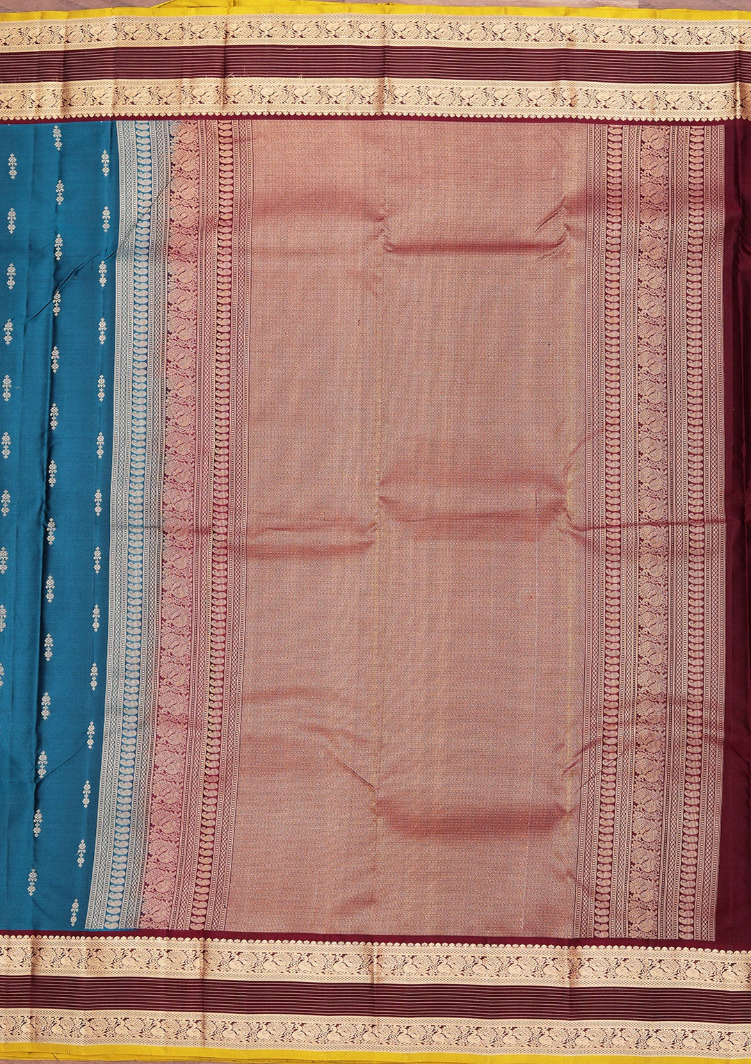 Peacock Blue Zariwork Pure Silk Saree