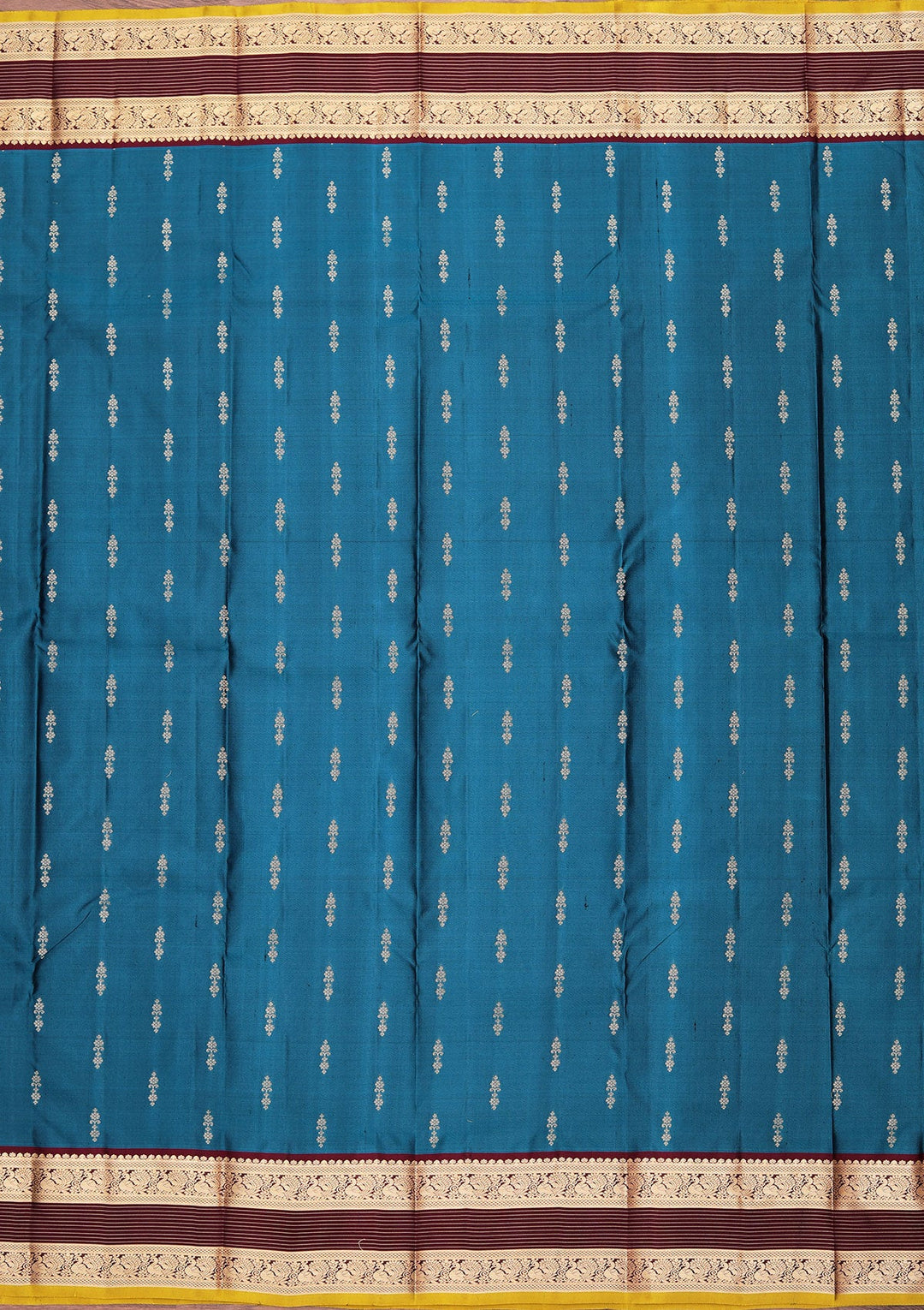 Peacock Blue Zariwork Pure Silk Saree