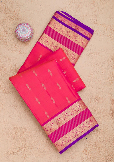 Pink Zariwork Pure Silk Saree-Koskii