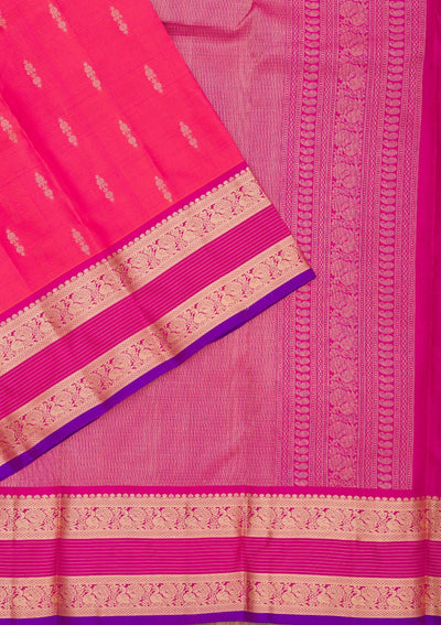 Pink Zariwork Pure Silk Saree-Koskii