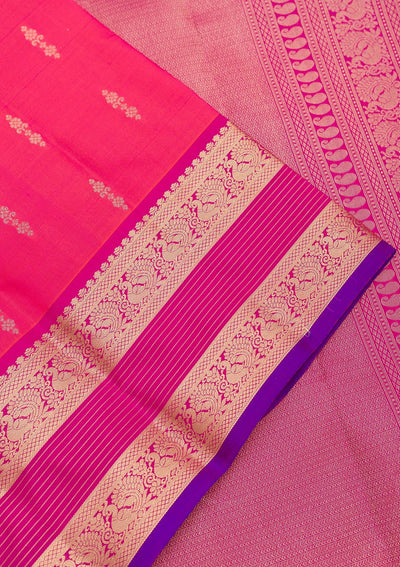 Pink Zariwork Pure Silk Saree-Koskii
