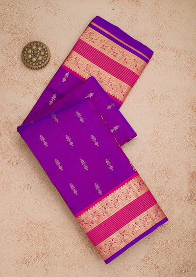 Purple Zariwork Pure Silk Saree-Koskii