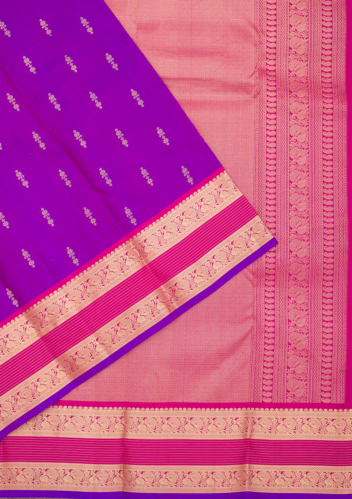 Purple Zariwork Pure Silk Saree-Koskii