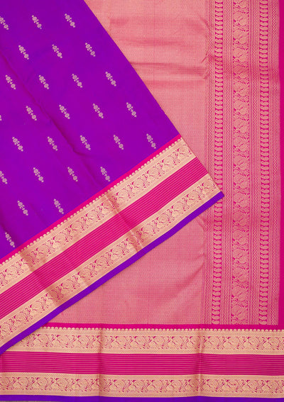 Purple Zariwork Pure Silk Saree-Koskii