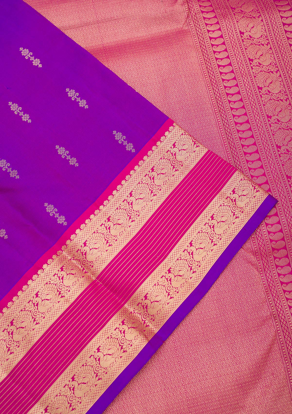 Purple Zariwork Pure Silk Saree-Koskii