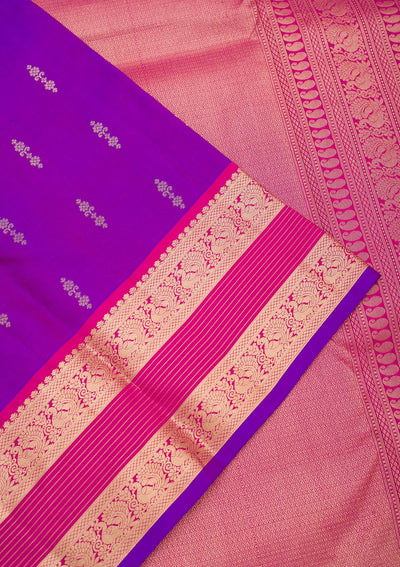 Purple Zariwork Pure Silk Saree-Koskii