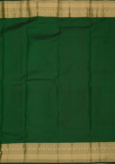 Bottle Green Zariwork Pure Silk Saree-Koskii