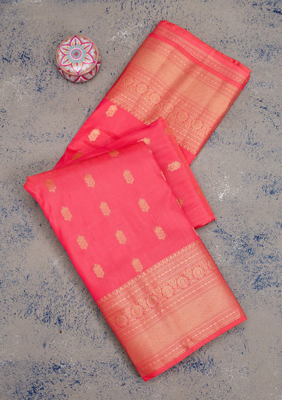 Pink Zariwork Pure Silk Saree-Koskii