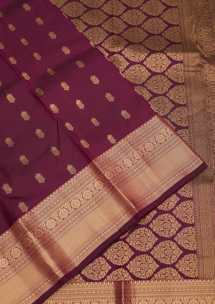 Purple Zariwork Pure Silk Saree-Koskii