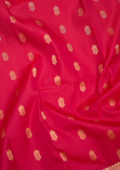 Rani Pink Zariwork Pure Silk Saree-Koskii
