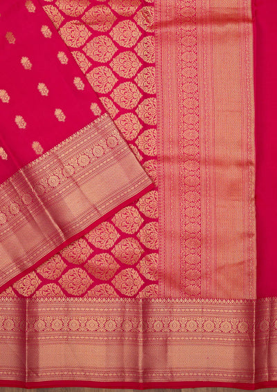 Rani Pink Zariwork Pure Silk Saree-Koskii