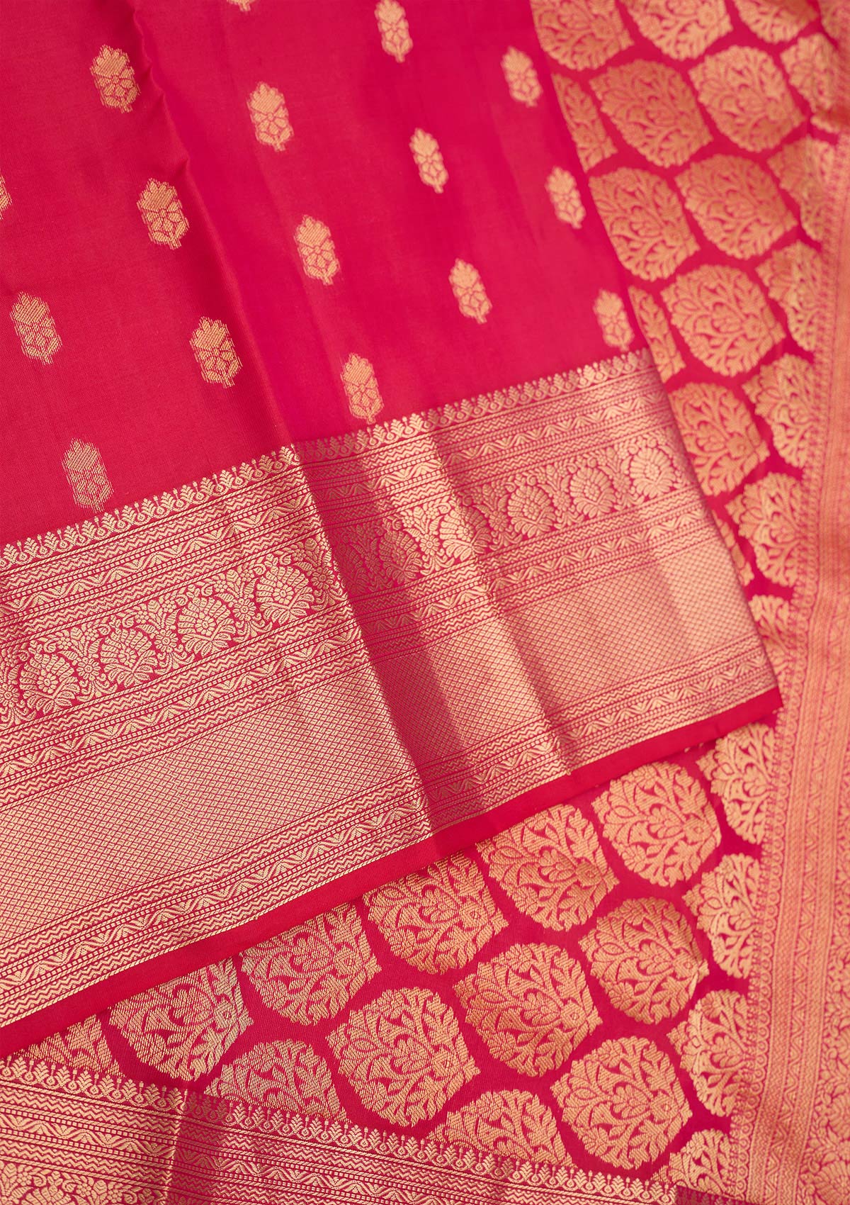 Rani Pink Zariwork Pure Silk Saree-Koskii
